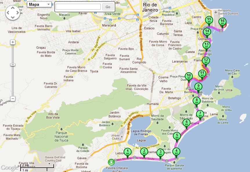 Map of Leblon downtown cyclepath Map of Leblon downtown cyclepath